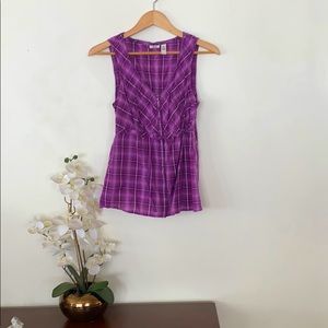 💜 Bass plaid top M 💯 cotton- cute!!💜
